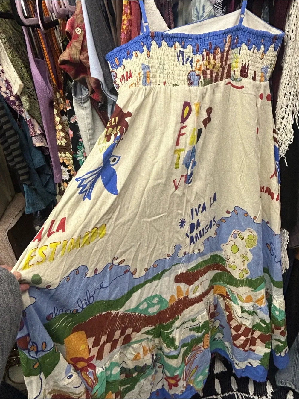 NWT Rachel Zoe Linen Blend Mediterranean Folk Art Midi Dress | Alemais Inspired - Picture 7 of 10